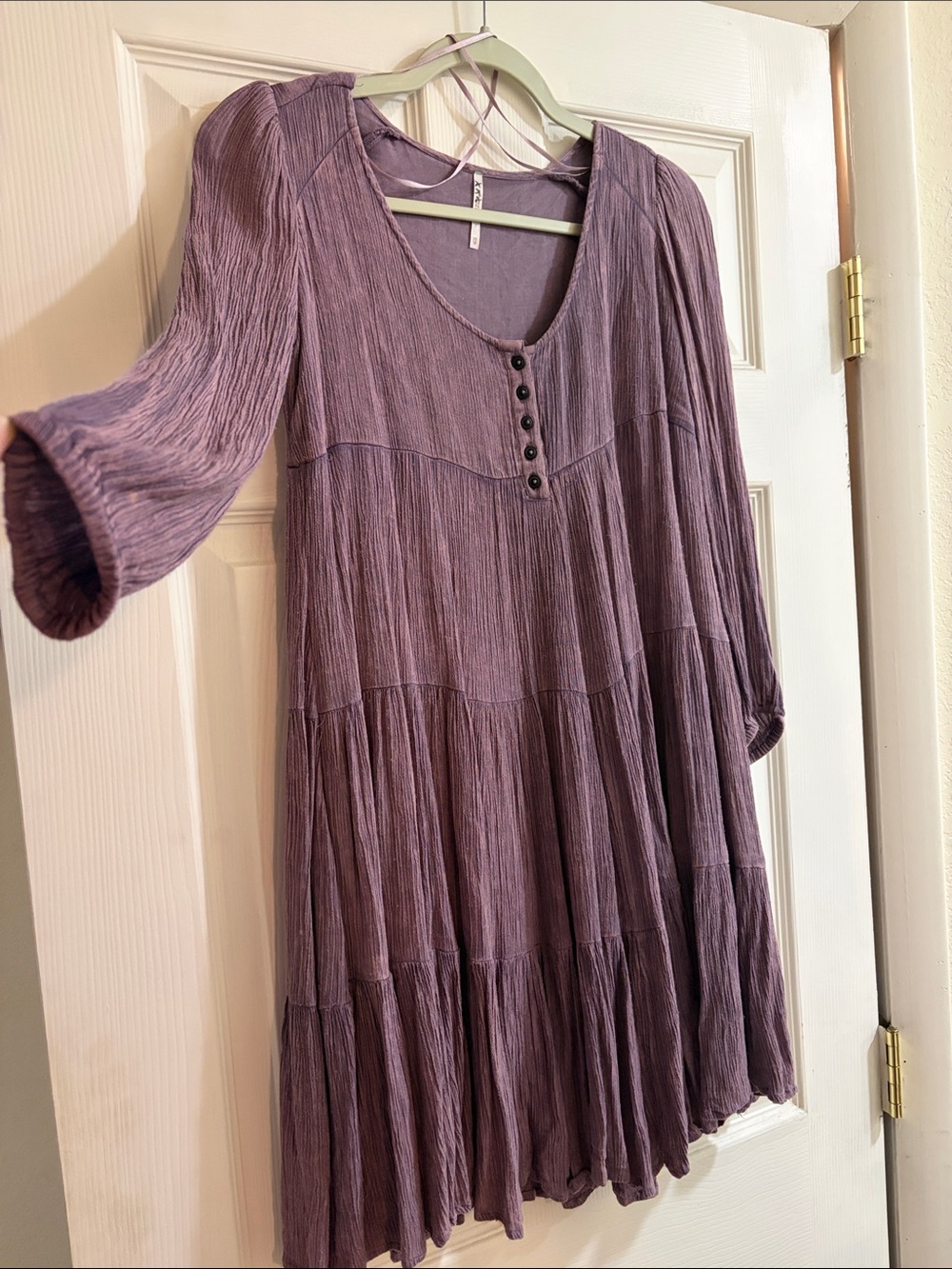 Free People Crinkle Textured Tiered Mini Dress